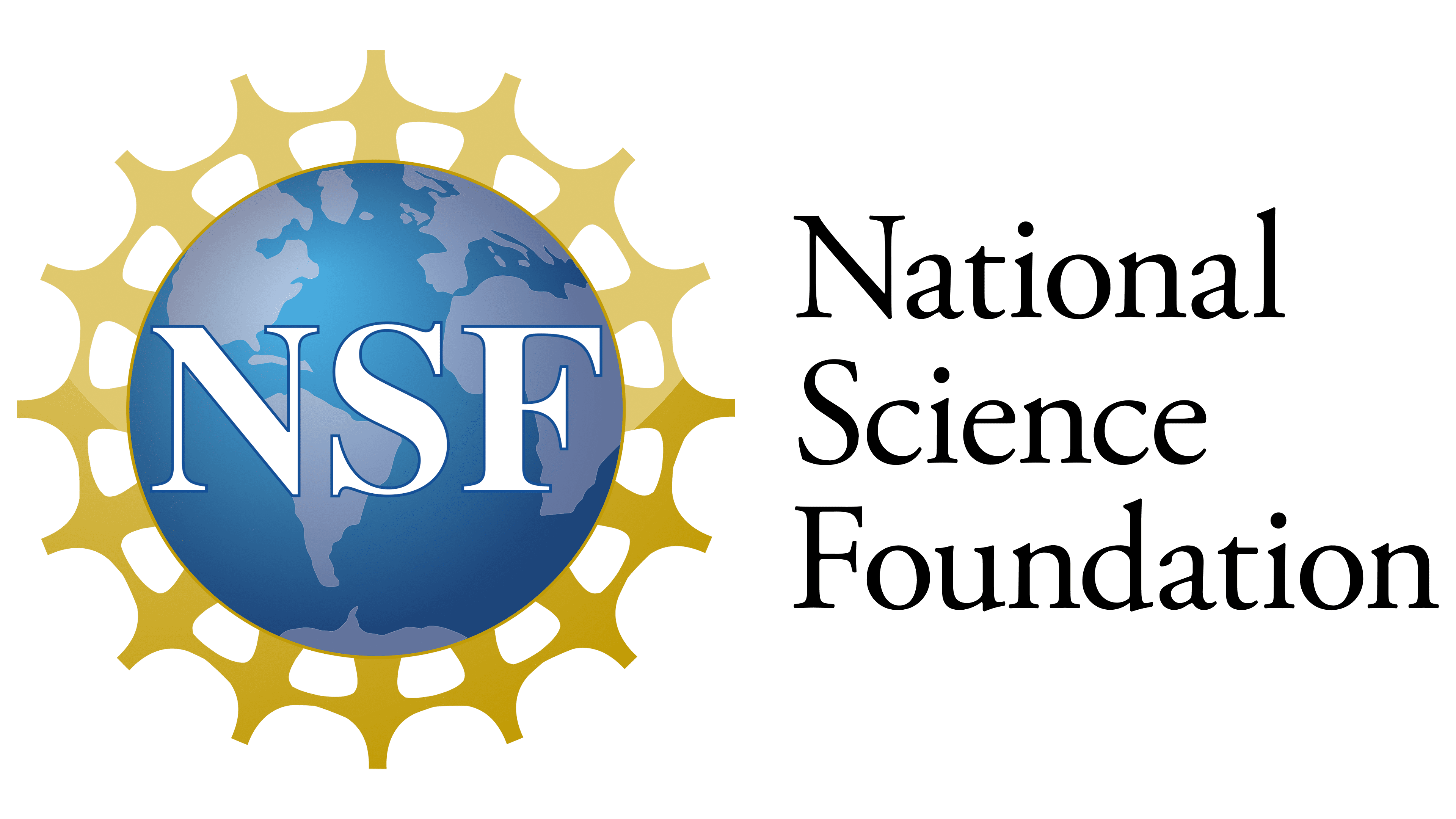 Logo for National Science Foundation with blue sphere and radiating gold lines