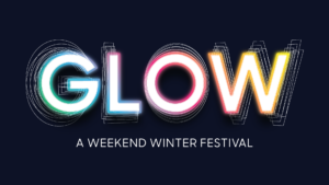 logo of glowing letters for GLOW, a weekend winter festival