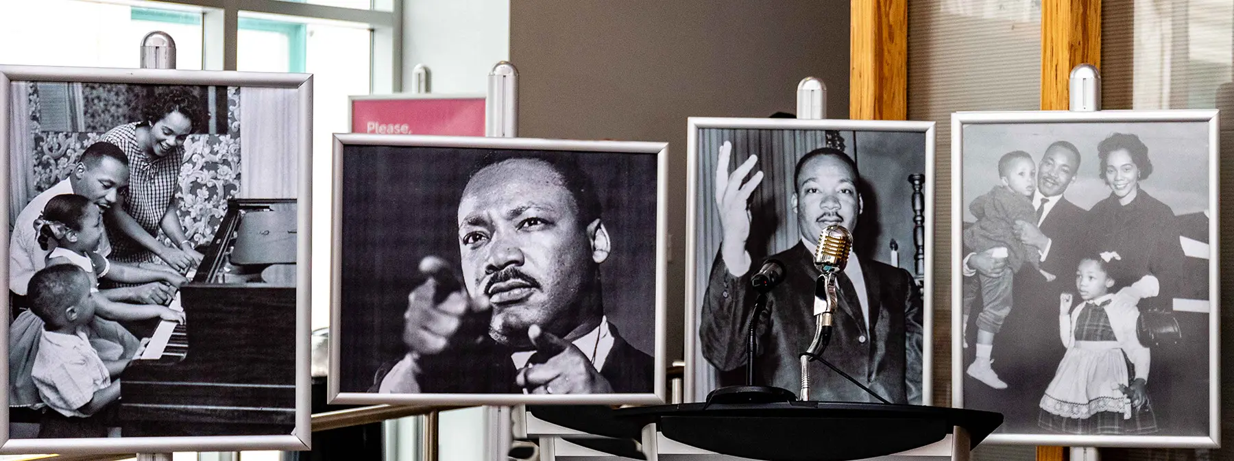 Photos of MLK displayed in the Museum Lobby