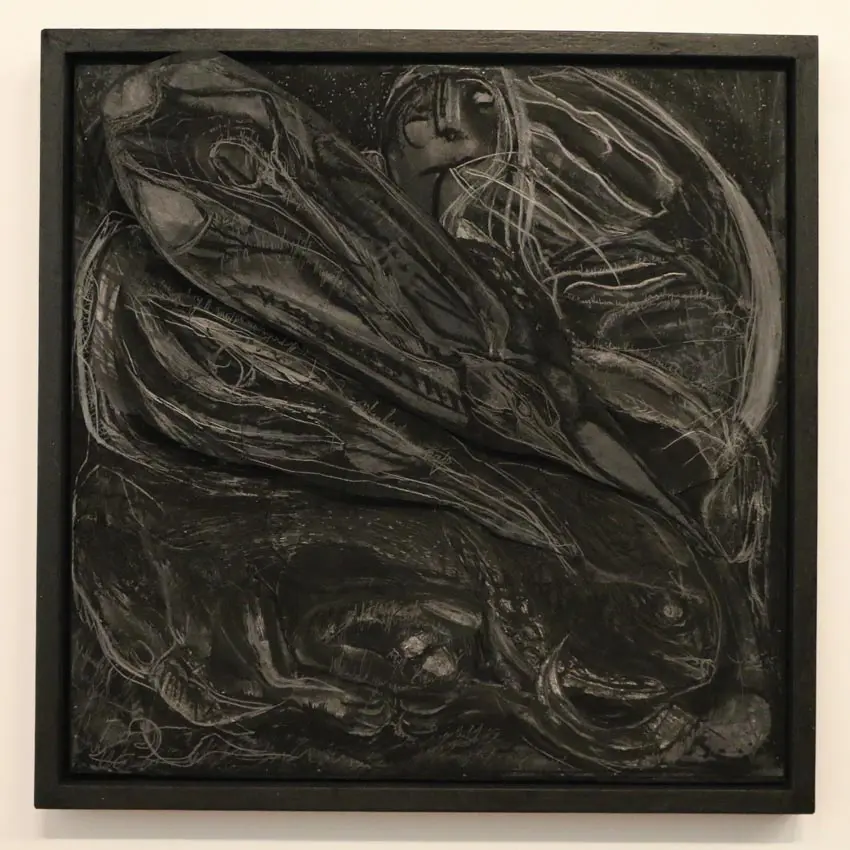 square black artwork in charcoal